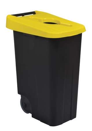 POUBELLE 85 L MOVATRI NOIR COUVERCLE JAUNE