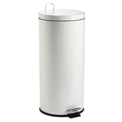 POUBELLE A PEDALE METAL BLANC 30 L