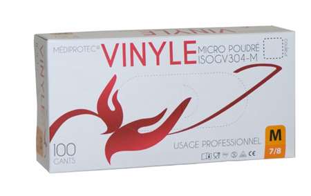 GANT VINYLE POUDRE T 6 / 7 S- BOITE DE 100