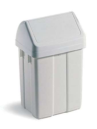 Image de POUBELLE 50 L FLIP FLAP COUVERCLE BLANC