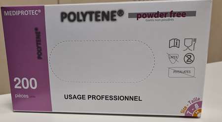 GANT POLYTENE NON POUDRE TAILLE 9/10- BOITE DE 200