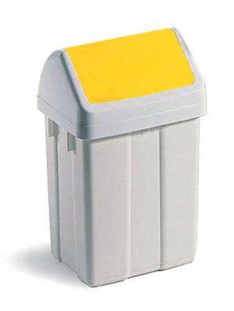 POUBELLE 50L FLIP FLAP COUV JAUNE