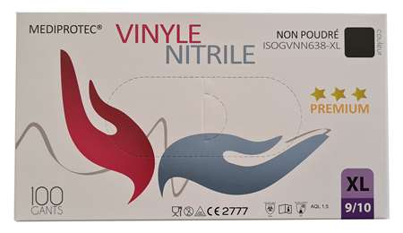 GANT VINYLE NITRILE NOIR PREMIUM NON POUDRÉ XL C/100