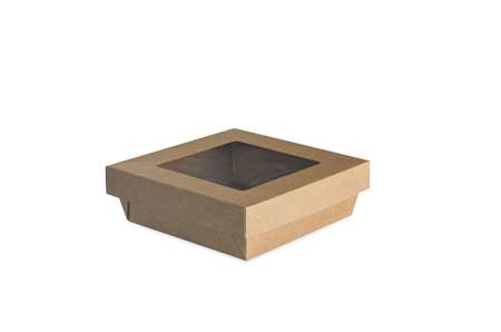 Image de Boites salade kraft brun 160x160 avec couvercle c/480