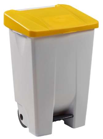 Image de Poubelle mobile à pédale - 80l - mobily - blanc/jaune