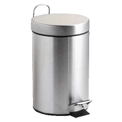 Poubelle pédale métal 3L inox avec vernis de protection