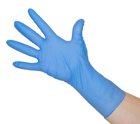 Image de Gant nitrile bleu non poudré manchette longue L