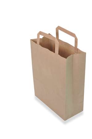 Sacs cabas kraft brun 22x10x28 poignee plate - 250 p/c