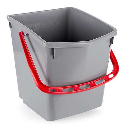 Seau 15l gris anse rouge onefred